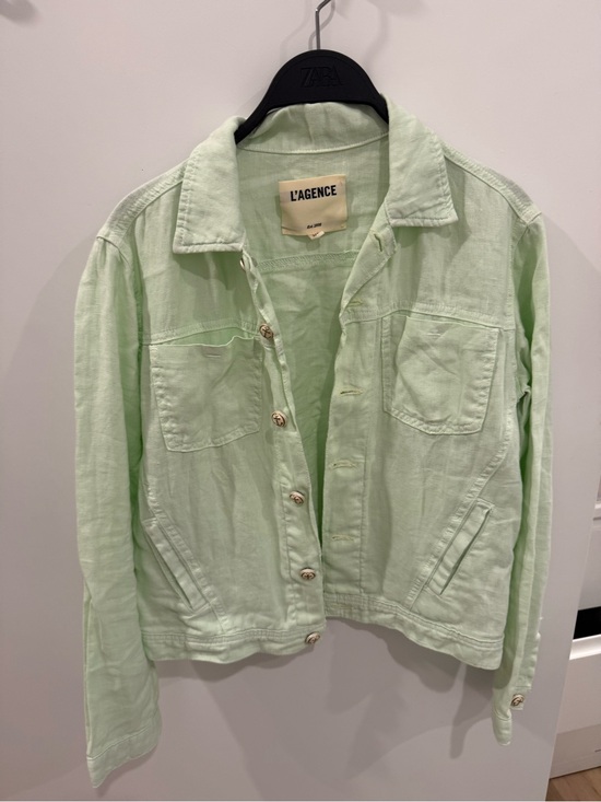 L'AGENCE Jackets & Blazers - L'AGENCE Light Pastel Green Jean Jacket
